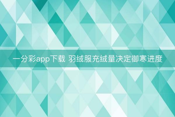 一分彩app下载 羽绒服充绒量决定御寒进度