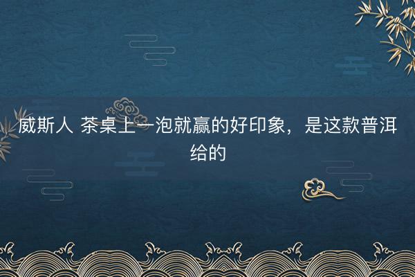 威斯人 茶桌上一泡就赢的好印象，是这款普洱给的