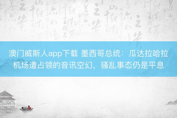 澳门威斯人app下载 墨西哥总统：瓜达拉哈拉机场遭占领的音讯空幻，骚乱事态仍是平息