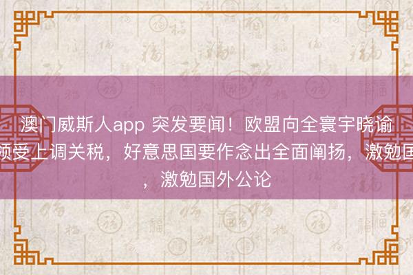 澳门威斯人app 突发要闻！欧盟向全寰宇晓谕：毫不领受上调关税，好意思国要作念出全面阐扬，激勉国外公论