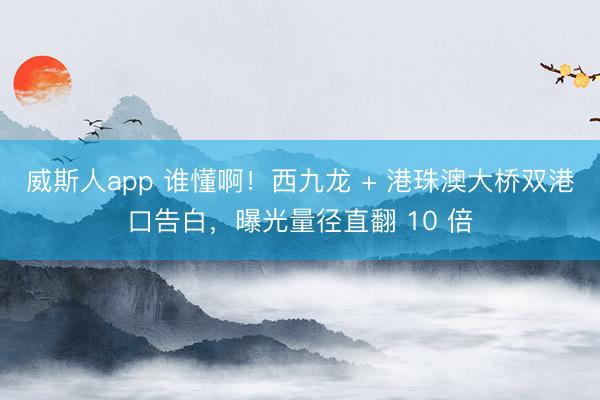 威斯人app 谁懂啊！西九龙 + 港珠澳大桥双港口告白，曝光量径直翻 10 倍