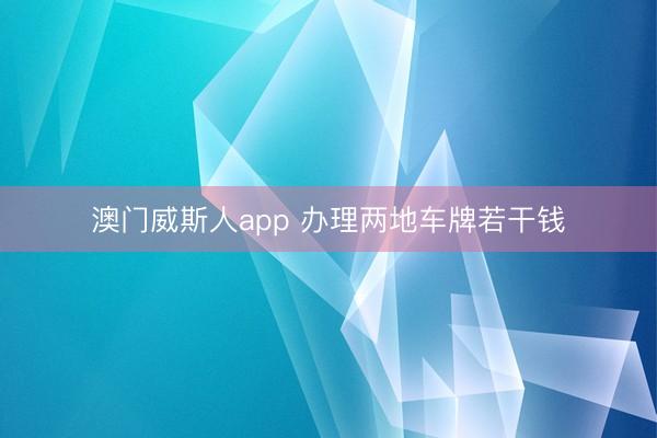 澳门威斯人app 办理两地车牌若干钱