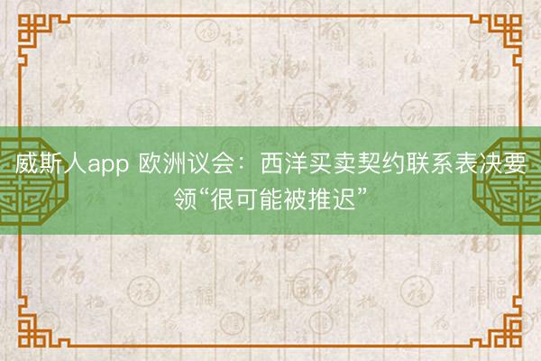 威斯人app 欧洲议会：西洋买卖契约联系表决要领“很可能被推迟”