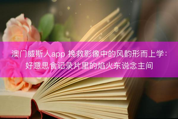 澳门威斯人app 挽救影像中的风韵形而上学:好意思食记录片里的焰火东说念主间