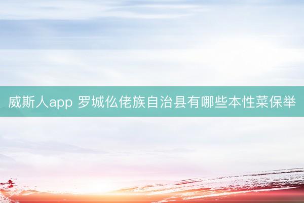 威斯人app 罗城仫佬族自治县有哪些本性菜保举
