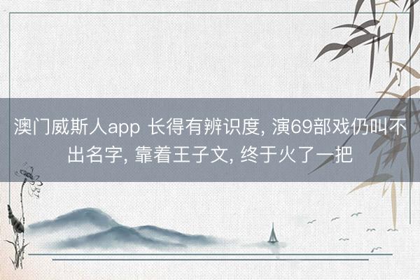 澳门威斯人app 长得有辨识度, 演69部戏仍叫不出名字, 靠着王子文, 终于火了一把